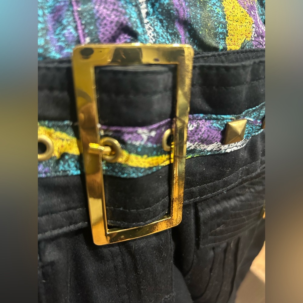 EUC Coogi SZ 9/10 black/multicolored rare vintage romper/removable belt/bust 38” - Picture 9 of 11